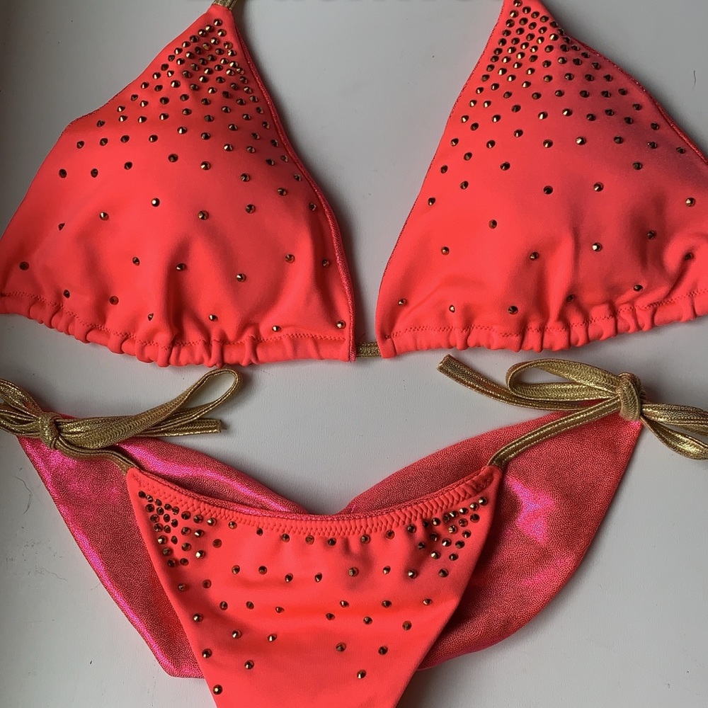 Neon Coral and Gold Beachwear